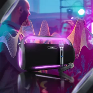 Caixa De Som Imenso X41 Pro 2 Microfones Karaokê 300w Rgb