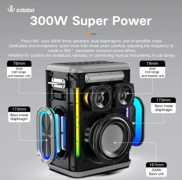 Caixa De Som Karaokê Imenso X56 300w Cor Preto 110v/220v Com Dois Microfones - Image 6