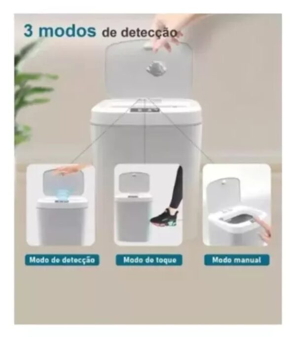 Lixeira Eletrônica 12 Litros Com Tampa Automática Sensor Inteligente Abre E Fecha Estocasa - Image 3