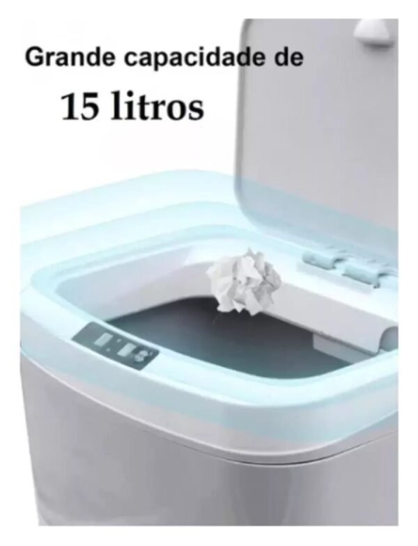 Lixeira Eletrônica 12 Litros Com Tampa Automática Sensor Inteligente Abre E Fecha Estocasa - Image 5
