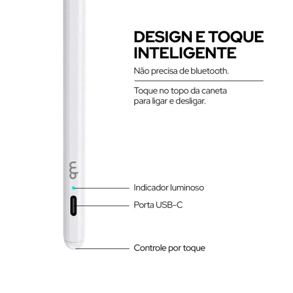 Caneta Pencil WB Para iPad com Palm Rejection e Ponta de Alta Precisão 1.0mm Branca - Image 4